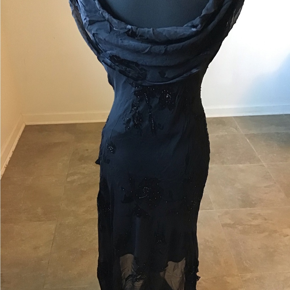 Alex Evenings Black Beaded Cowl-Neck Midi Dress - Picture 6 of 9